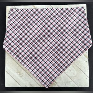 Red black and white plaid bandana size large